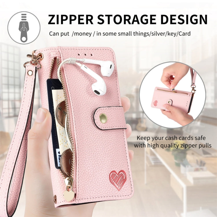Love Zipper Lanyard Leather Phone Case, For iPhone 16, For iPhone 15 Pro Max, For iPhone 15 Pro, For iPhone 15 Plus, For iPhone 15, For iPhone 14 Plus, For iPhone 14, For iPhone 14 Pro