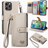 Love Zipper Lanyard Leather Phone Case, For iPhone 17e / 16e, For iPhone 17 Pro Max, For iPhone 17 Pro, For iPhone 17, For iPhone Air, For iPhone 16 Pro Max, For iPhone 16 Pro, For iPhone 16 Plus