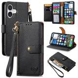 Love Zipper Lanyard Leather Phone Case, For iPhone 17e / 16e, For iPhone 17 Pro Max, For iPhone 17 Pro, For iPhone 17, For iPhone Air, For iPhone 16 Pro Max, For iPhone 16 Pro, For iPhone 16 Plus