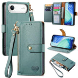 Love Zipper Lanyard Leather Phone Case, For iPhone 17e / 16e, For iPhone 17 Pro Max, For iPhone 17 Pro, For iPhone 17, For iPhone Air, For iPhone 16 Pro Max, For iPhone 16 Pro, For iPhone 16 Plus