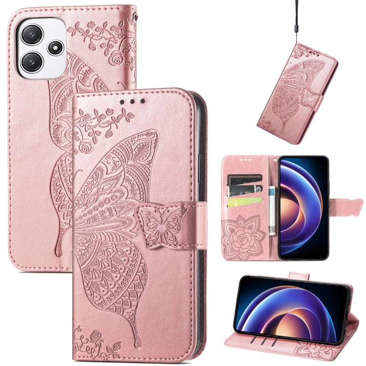 Butterfly Love Flower Embossed Leather Phone Case, For Xiaomi Redmi Note 12R, For Xiaomi 13T, For Redmi 15C 5G / 4G Glodal 171mm