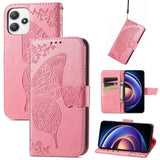 Butterfly Love Flower Embossed Leather Phone Case, For Xiaomi Redmi Note 12R, For Xiaomi 13T, For Redmi 15C 5G / 4G Glodal 171mm