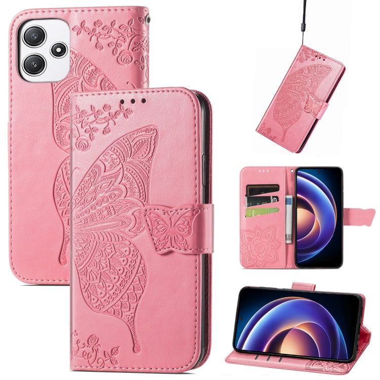Butterfly Love Flower Embossed Leather Phone Case, For Xiaomi Redmi Note 12R, For Xiaomi 13T, For Redmi 15C 5G / 4G Glodal 171mm