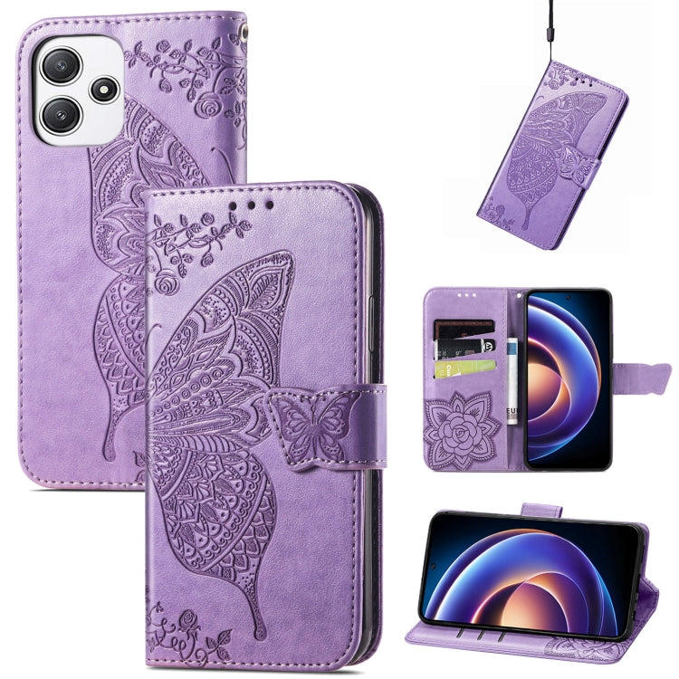 Butterfly Love Flower Embossed Leather Phone Case, For Xiaomi Redmi Note 12R, For Xiaomi 13T, For Redmi 15C 5G / 4G Glodal 171mm