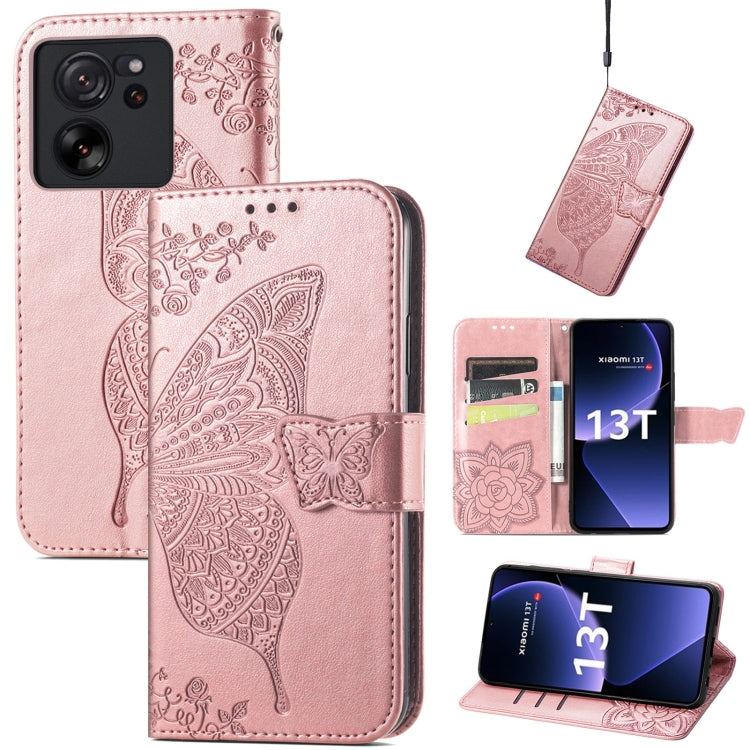 Butterfly Love Flower Embossed Leather Phone Case, For Xiaomi Redmi Note 12R, For Xiaomi 13T, For Redmi 15C 5G / 4G Glodal 171mm