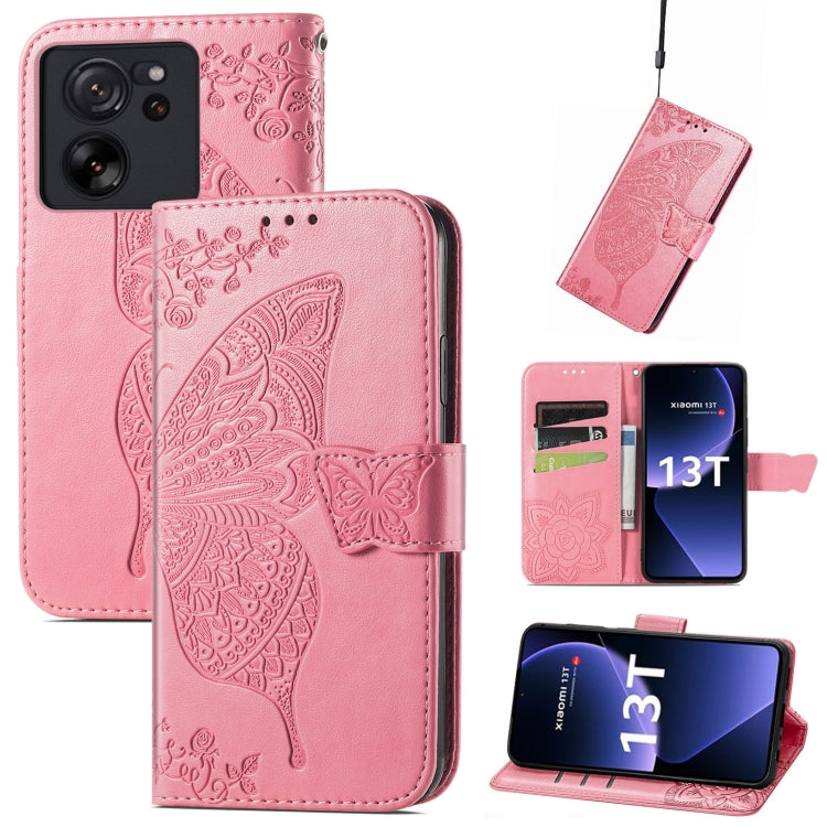 Butterfly Love Flower Embossed Leather Phone Case, For Xiaomi Redmi Note 12R, For Xiaomi 13T, For Redmi 15C 5G / 4G Glodal 171mm