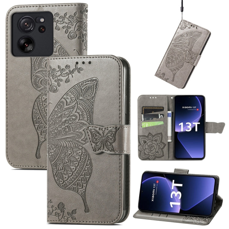 Butterfly Love Flower Embossed Leather Phone Case, For Xiaomi Redmi Note 12R, For Xiaomi 13T, For Redmi 15C 5G / 4G Glodal 171mm