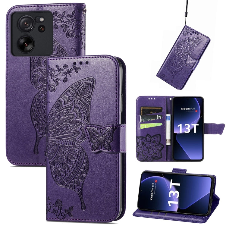Butterfly Love Flower Embossed Leather Phone Case, For Xiaomi Redmi Note 12R, For Xiaomi 13T, For Redmi 15C 5G / 4G Glodal 171mm