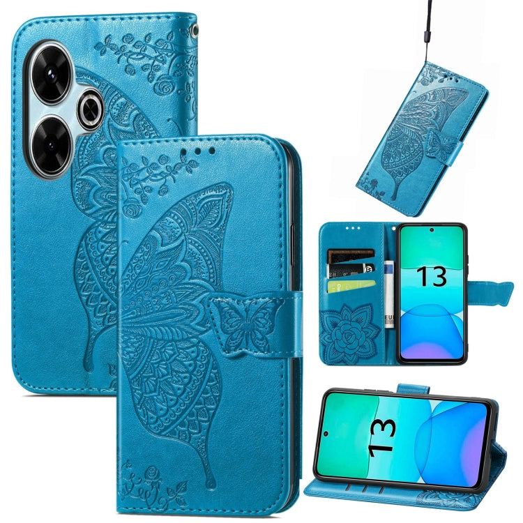 Butterfly Love Flower Embossed Leather Phone Case, For Xiaomi 15, For Xiaomi Redmi Note 14 5G, For Xiaomi Redmi Note 14 Pro+ 5G, For Xiaomi Redmi Note 14 Pro 5G, For Xiaomi Redmi 13 4G, For Xiaomi Redmi Turbo 3 5G