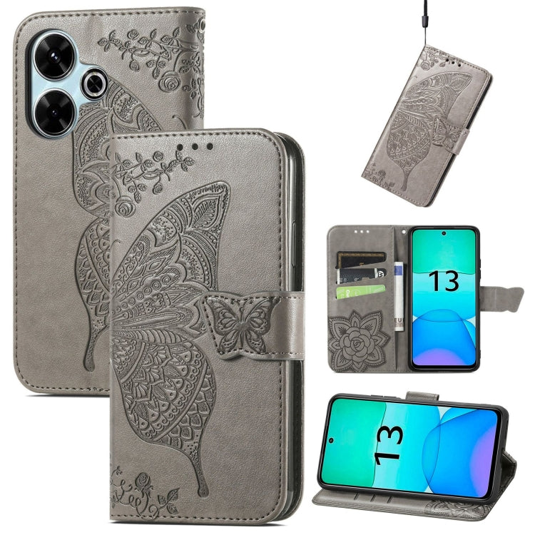 Butterfly Love Flower Embossed Leather Phone Case, For Xiaomi 15, For Xiaomi Redmi Note 14 5G, For Xiaomi Redmi Note 14 Pro+ 5G, For Xiaomi Redmi Note 14 Pro 5G, For Xiaomi Redmi 13 4G, For Xiaomi Redmi Turbo 3 5G