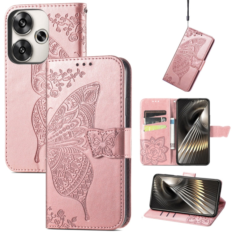 Butterfly Love Flower Embossed Leather Phone Case, For Xiaomi 15, For Xiaomi Redmi Note 14 5G, For Xiaomi Redmi Note 14 Pro+ 5G, For Xiaomi Redmi Note 14 Pro 5G, For Xiaomi Redmi 13 4G, For Xiaomi Redmi Turbo 3 5G