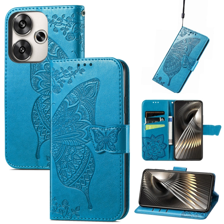 Butterfly Love Flower Embossed Leather Phone Case, For Xiaomi 15, For Xiaomi Redmi Note 14 5G, For Xiaomi Redmi Note 14 Pro+ 5G, For Xiaomi Redmi Note 14 Pro 5G, For Xiaomi Redmi 13 4G, For Xiaomi Redmi Turbo 3 5G