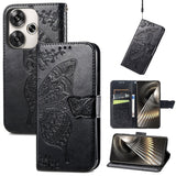 Butterfly Love Flower Embossed Leather Phone Case, For Xiaomi 15, For Xiaomi Redmi Note 14 5G, For Xiaomi Redmi Note 14 Pro+ 5G, For Xiaomi Redmi Note 14 Pro 5G, For Xiaomi Redmi 13 4G, For Xiaomi Redmi Turbo 3 5G
