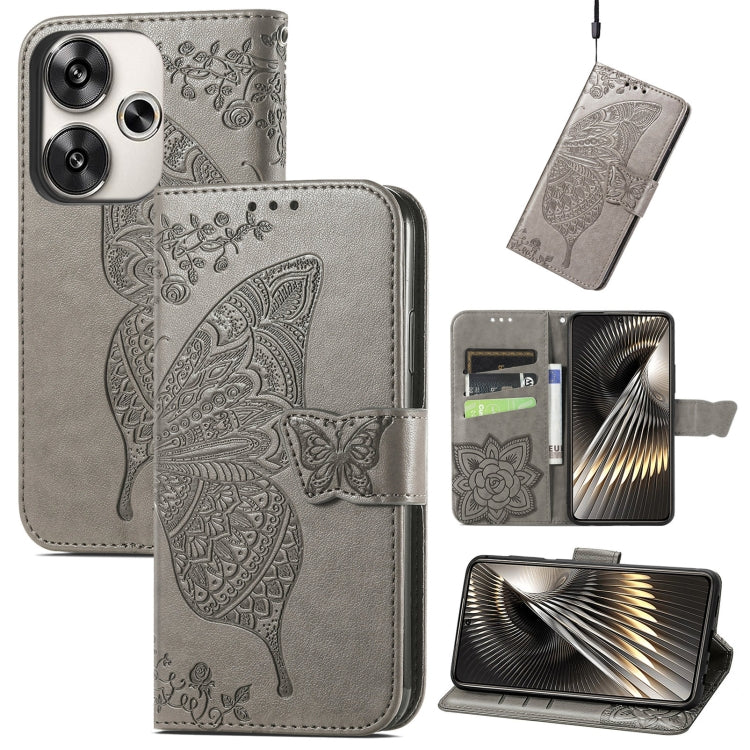Butterfly Love Flower Embossed Leather Phone Case, For Xiaomi 15, For Xiaomi Redmi Note 14 5G, For Xiaomi Redmi Note 14 Pro+ 5G, For Xiaomi Redmi Note 14 Pro 5G, For Xiaomi Redmi 13 4G, For Xiaomi Redmi Turbo 3 5G