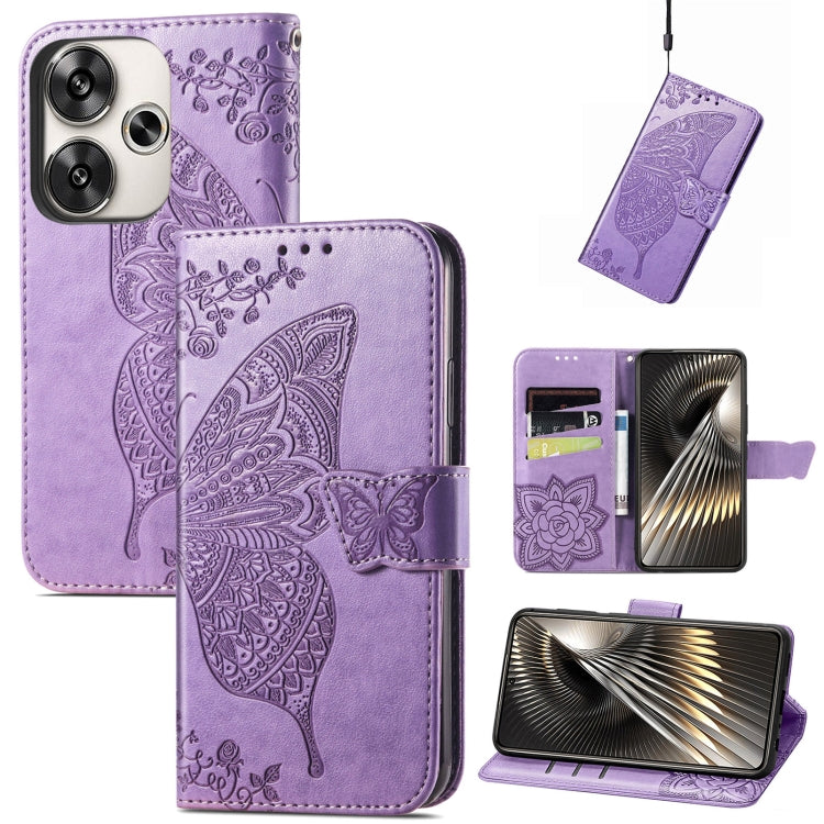 Butterfly Love Flower Embossed Leather Phone Case, For Xiaomi 15, For Xiaomi Redmi Note 14 5G, For Xiaomi Redmi Note 14 Pro+ 5G, For Xiaomi Redmi Note 14 Pro 5G, For Xiaomi Redmi 13 4G, For Xiaomi Redmi Turbo 3 5G