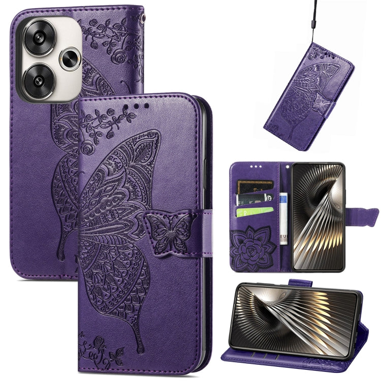 Butterfly Love Flower Embossed Leather Phone Case, For Xiaomi 15, For Xiaomi Redmi Note 14 5G, For Xiaomi Redmi Note 14 Pro+ 5G, For Xiaomi Redmi Note 14 Pro 5G, For Xiaomi Redmi 13 4G, For Xiaomi Redmi Turbo 3 5G