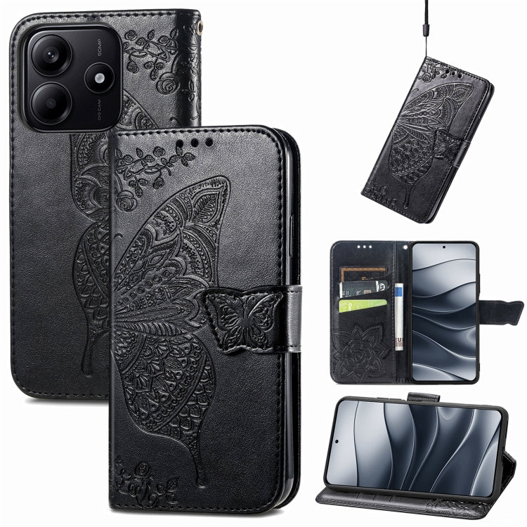 Butterfly Love Flower Embossed Leather Phone Case, For Xiaomi 15, For Xiaomi Redmi Note 14 5G, For Xiaomi Redmi Note 14 Pro+ 5G, For Xiaomi Redmi Note 14 Pro 5G, For Xiaomi Redmi 13 4G, For Xiaomi Redmi Turbo 3 5G