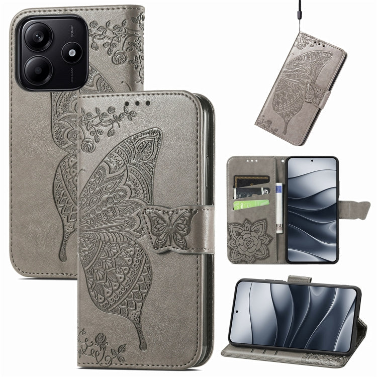 Butterfly Love Flower Embossed Leather Phone Case, For Xiaomi 15, For Xiaomi Redmi Note 14 5G, For Xiaomi Redmi Note 14 Pro+ 5G, For Xiaomi Redmi Note 14 Pro 5G, For Xiaomi Redmi 13 4G, For Xiaomi Redmi Turbo 3 5G