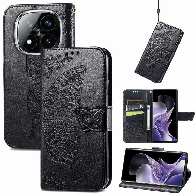 Butterfly Love Flower Embossed Leather Phone Case, For Xiaomi 15, For Xiaomi Redmi Note 14 5G, For Xiaomi Redmi Note 14 Pro+ 5G, For Xiaomi Redmi Note 14 Pro 5G, For Xiaomi Redmi 13 4G, For Xiaomi Redmi Turbo 3 5G