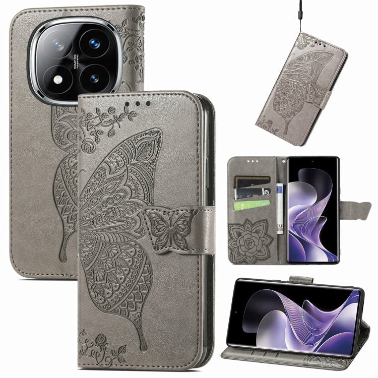 Butterfly Love Flower Embossed Leather Phone Case, For Xiaomi 15, For Xiaomi Redmi Note 14 5G, For Xiaomi Redmi Note 14 Pro+ 5G, For Xiaomi Redmi Note 14 Pro 5G, For Xiaomi Redmi 13 4G, For Xiaomi Redmi Turbo 3 5G