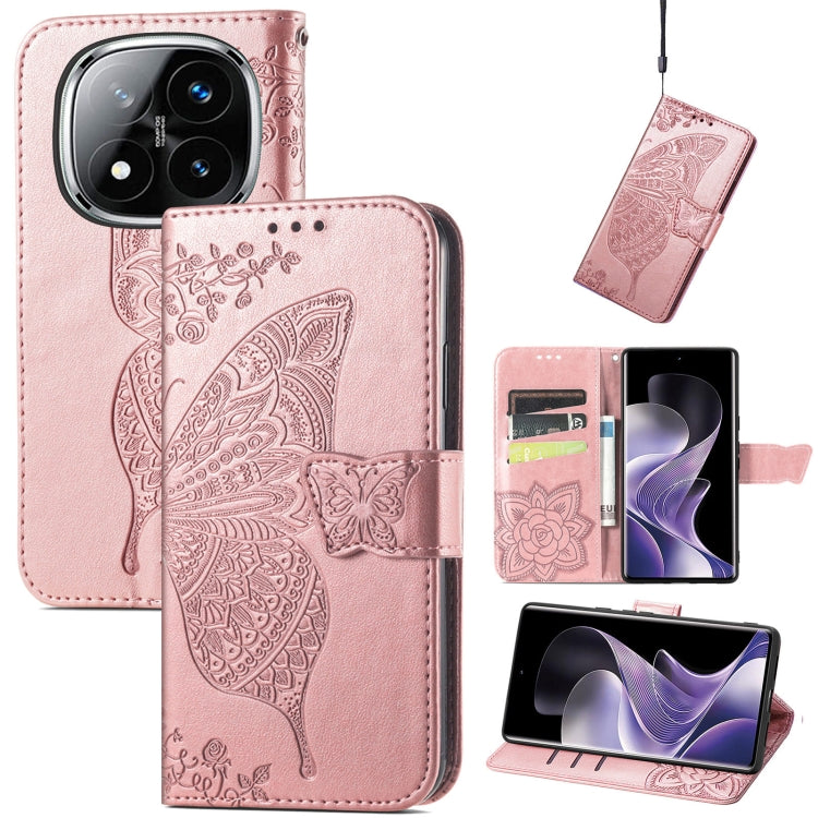Butterfly Love Flower Embossed Leather Phone Case, For Xiaomi 15, For Xiaomi Redmi Note 14 5G, For Xiaomi Redmi Note 14 Pro+ 5G, For Xiaomi Redmi Note 14 Pro 5G, For Xiaomi Redmi 13 4G, For Xiaomi Redmi Turbo 3 5G