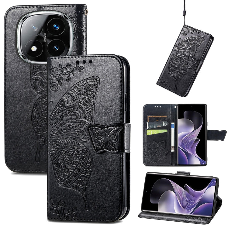 Butterfly Love Flower Embossed Leather Phone Case, For Xiaomi 15, For Xiaomi Redmi Note 14 5G, For Xiaomi Redmi Note 14 Pro+ 5G, For Xiaomi Redmi Note 14 Pro 5G, For Xiaomi Redmi 13 4G, For Xiaomi Redmi Turbo 3 5G