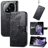 Butterfly Love Flower Embossed Leather Phone Case, For Xiaomi 15, For Xiaomi Redmi Note 14 5G, For Xiaomi Redmi Note 14 Pro+ 5G, For Xiaomi Redmi Note 14 Pro 5G, For Xiaomi Redmi 13 4G, For Xiaomi Redmi Turbo 3 5G