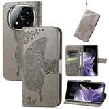 Butterfly Love Flower Embossed Leather Phone Case, For Xiaomi 15, For Xiaomi Redmi Note 14 5G, For Xiaomi Redmi Note 14 Pro+ 5G, For Xiaomi Redmi Note 14 Pro 5G, For Xiaomi Redmi 13 4G, For Xiaomi Redmi Turbo 3 5G