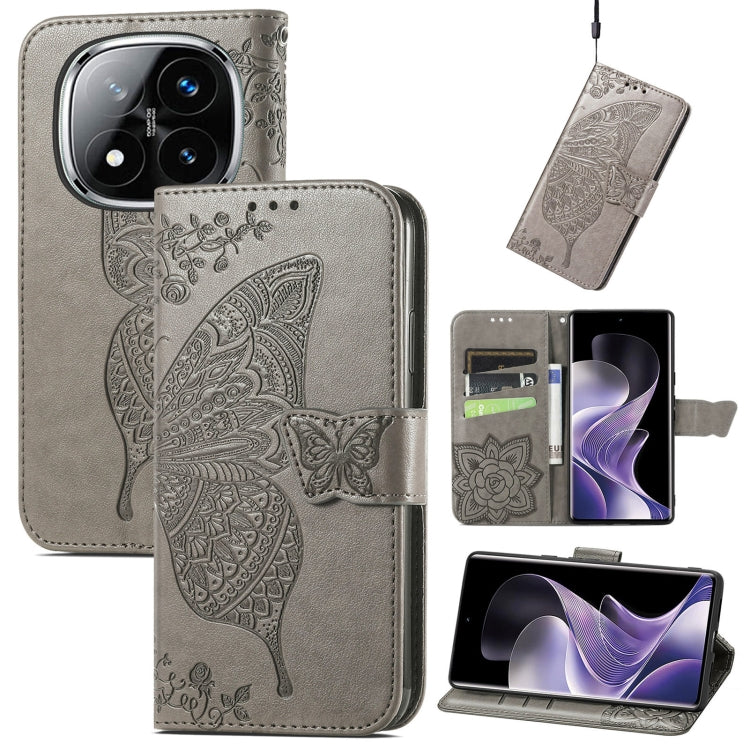 Butterfly Love Flower Embossed Leather Phone Case, For Xiaomi 15, For Xiaomi Redmi Note 14 5G, For Xiaomi Redmi Note 14 Pro+ 5G, For Xiaomi Redmi Note 14 Pro 5G, For Xiaomi Redmi 13 4G, For Xiaomi Redmi Turbo 3 5G