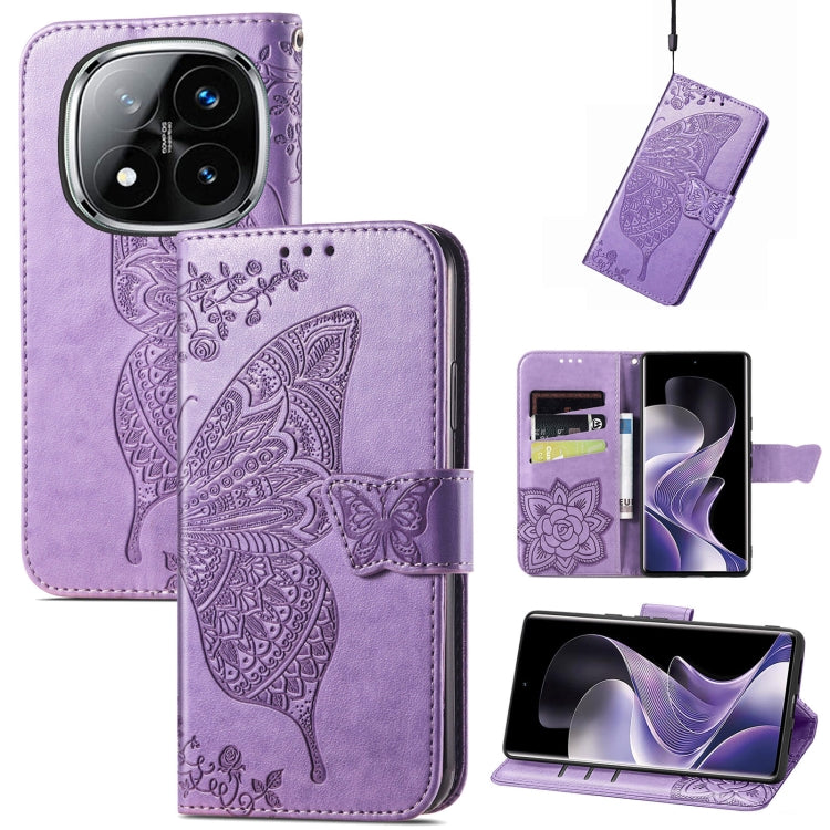 Butterfly Love Flower Embossed Leather Phone Case, For Xiaomi 15, For Xiaomi Redmi Note 14 5G, For Xiaomi Redmi Note 14 Pro+ 5G, For Xiaomi Redmi Note 14 Pro 5G, For Xiaomi Redmi 13 4G, For Xiaomi Redmi Turbo 3 5G