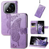 Butterfly Love Flower Embossed Leather Phone Case, For Xiaomi 15, For Xiaomi Redmi Note 14 5G, For Xiaomi Redmi Note 14 Pro+ 5G, For Xiaomi Redmi Note 14 Pro 5G, For Xiaomi Redmi 13 4G, For Xiaomi Redmi Turbo 3 5G