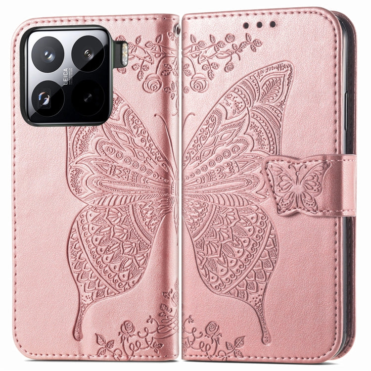 Butterfly Love Flower Embossed Leather Phone Case, For Xiaomi 15, For Xiaomi Redmi Note 14 5G, For Xiaomi Redmi Note 14 Pro+ 5G, For Xiaomi Redmi Note 14 Pro 5G, For Xiaomi Redmi 13 4G, For Xiaomi Redmi Turbo 3 5G
