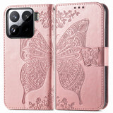 Butterfly Love Flower Embossed Leather Phone Case, For Xiaomi 15, For Xiaomi Redmi Note 14 5G, For Xiaomi Redmi Note 14 Pro+ 5G, For Xiaomi Redmi Note 14 Pro 5G, For Xiaomi Redmi 13 4G, For Xiaomi Redmi Turbo 3 5G