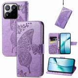 Butterfly Love Flower Embossed Leather Phone Case, For Xiaomi 15, For Xiaomi Redmi Note 14 5G, For Xiaomi Redmi Note 14 Pro+ 5G, For Xiaomi Redmi Note 14 Pro 5G, For Xiaomi Redmi 13 4G, For Xiaomi Redmi Turbo 3 5G