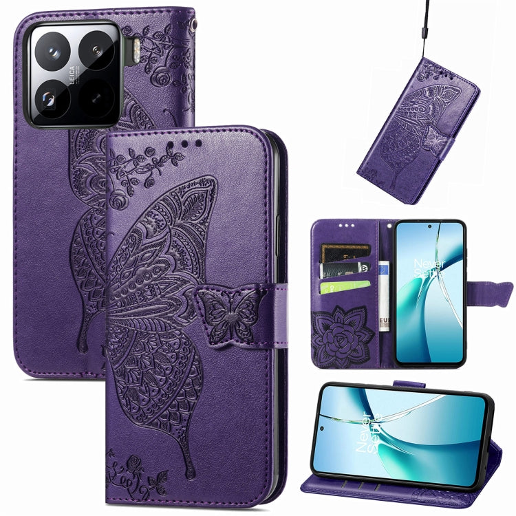 Butterfly Love Flower Embossed Leather Phone Case, For Xiaomi 17, For Xiaomi Poco M7 4G 169mm, For Xiaomi 15T Pro, For Xiaomi 15T, For Xiaomi 15 Ultra, For Xiaomi 15 Pro