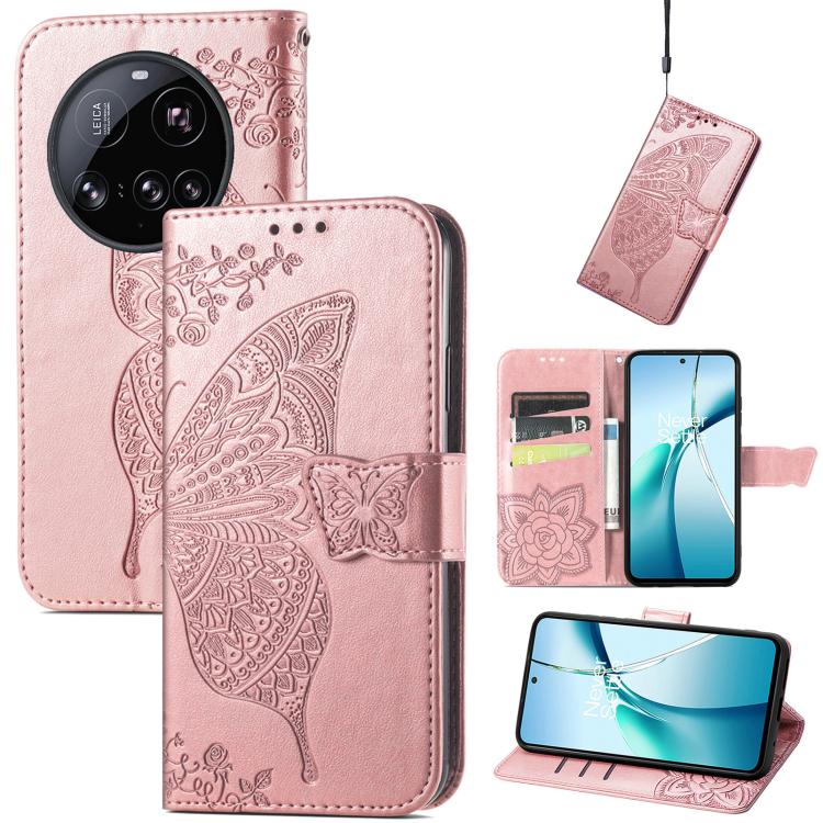 Butterfly Love Flower Embossed Leather Phone Case, For Xiaomi 17, For Xiaomi Poco M7 4G 169mm, For Xiaomi 15T Pro, For Xiaomi 15T, For Xiaomi 15 Ultra, For Xiaomi 15 Pro