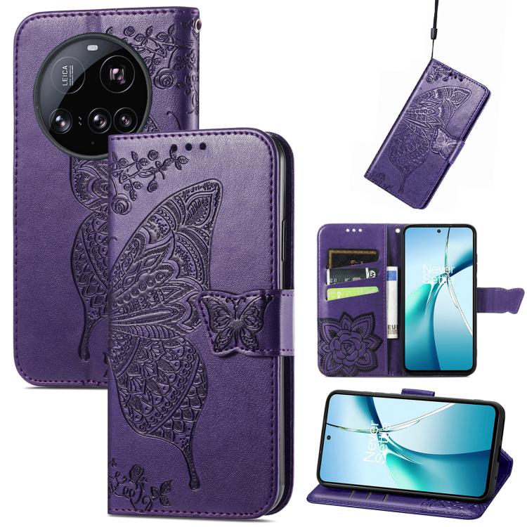 Butterfly Love Flower Embossed Leather Phone Case, For Xiaomi 17, For Xiaomi Poco M7 4G 169mm, For Xiaomi 15T Pro, For Xiaomi 15T, For Xiaomi 15 Ultra, For Xiaomi 15 Pro