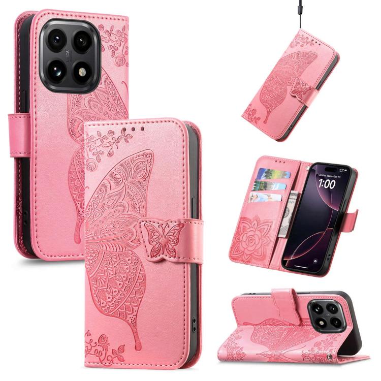 Butterfly Love Flower Embossed Leather Phone Case, For Xiaomi 17, For Xiaomi Poco M7 4G 169mm, For Xiaomi 15T Pro, For Xiaomi 15T, For Xiaomi 15 Ultra, For Xiaomi 15 Pro