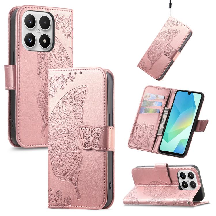 Butterfly Love Flower Embossed Leather Phone Case, For Xiaomi 17, For Xiaomi Poco M7 4G 169mm, For Xiaomi 15T Pro, For Xiaomi 15T, For Xiaomi 15 Ultra, For Xiaomi 15 Pro