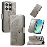 Butterfly Love Flower Embossed Leather Phone Case, For Xiaomi 17, For Xiaomi Poco M7 4G 169mm, For Xiaomi 15T Pro, For Xiaomi 15T, For Xiaomi 15 Ultra, For Xiaomi 15 Pro