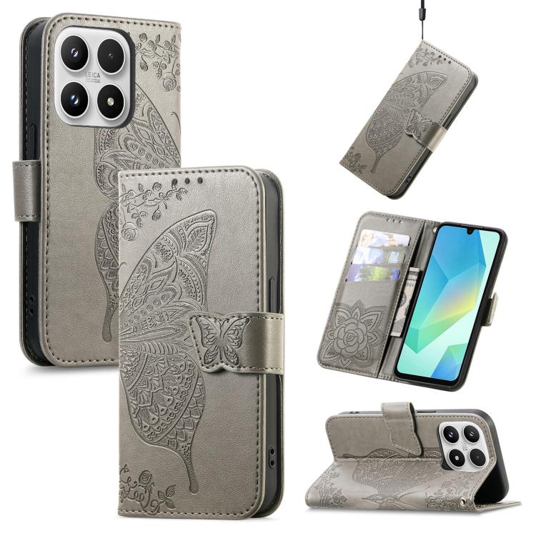 Butterfly Love Flower Embossed Leather Phone Case, For Xiaomi 17, For Xiaomi Poco M7 4G 169mm, For Xiaomi 15T Pro, For Xiaomi 15T, For Xiaomi 15 Ultra, For Xiaomi 15 Pro