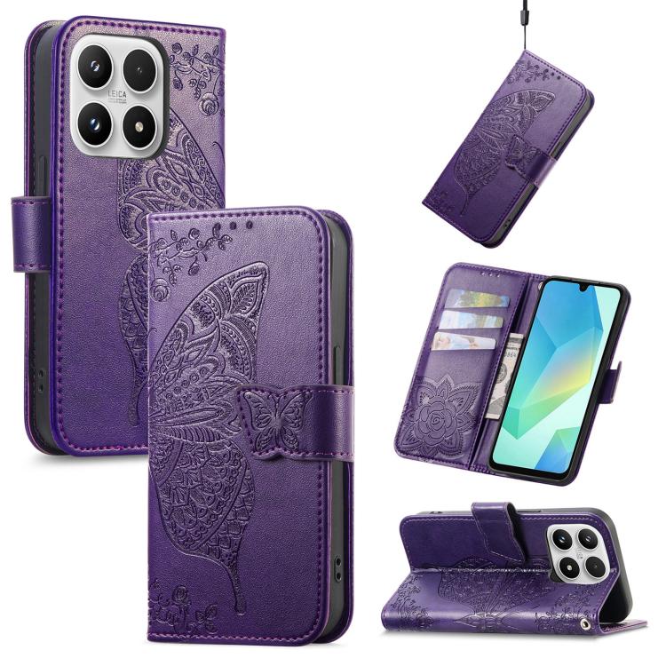 Butterfly Love Flower Embossed Leather Phone Case, For Xiaomi 17, For Xiaomi Poco M7 4G 169mm, For Xiaomi 15T Pro, For Xiaomi 15T, For Xiaomi 15 Ultra, For Xiaomi 15 Pro