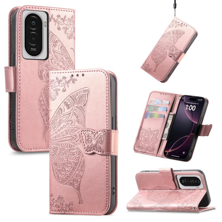 Butterfly Love Flower Embossed Leather Phone Case, For Xiaomi 17, For Xiaomi Poco M7 4G 169mm, For Xiaomi 15T Pro, For Xiaomi 15T, For Xiaomi 15 Ultra, For Xiaomi 15 Pro