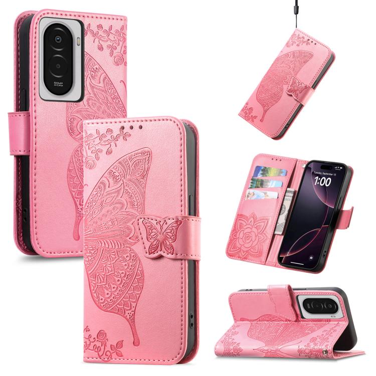Butterfly Love Flower Embossed Leather Phone Case, For Xiaomi 17, For Xiaomi Poco M7 4G 169mm, For Xiaomi 15T Pro, For Xiaomi 15T, For Xiaomi 15 Ultra, For Xiaomi 15 Pro