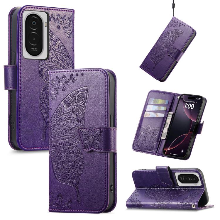 Butterfly Love Flower Embossed Leather Phone Case, For Xiaomi 17, For Xiaomi Poco M7 4G 169mm, For Xiaomi 15T Pro, For Xiaomi 15T, For Xiaomi 15 Ultra, For Xiaomi 15 Pro