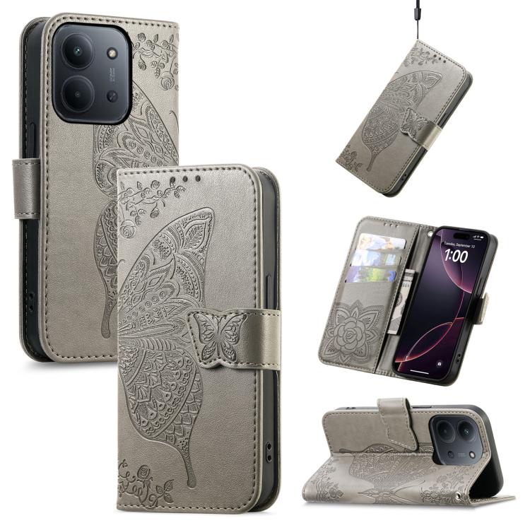 Butterfly Love Flower Embossed Leather Phone Case, For Xiaomi Redmi Note 12R, For Xiaomi 13T, For Redmi 15C 5G / 4G Glodal 171mm