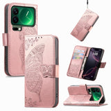 Butterfly Love Flower Embossed Leather Phone Case, For Xiaomi Poco X8 Pro Max 5G, For Xiaomi Poco X8 Pro 5G, For Redmi Turbo 5 Max 5G, For Redmi Turbo 5 5G, For Xiaomi 17 Pro Max, For Xiaomi 17 Pro