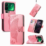 Butterfly Love Flower Embossed Leather Phone Case, For Xiaomi Poco X8 Pro Max 5G, For Xiaomi Poco X8 Pro 5G, For Redmi Turbo 5 Max 5G, For Redmi Turbo 5 5G, For Xiaomi 17 Pro Max, For Xiaomi 17 Pro