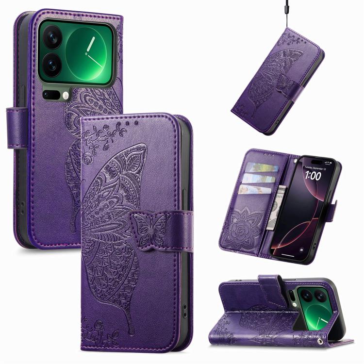 Butterfly Love Flower Embossed Leather Phone Case, For Xiaomi Poco X8 Pro Max 5G, For Xiaomi Poco X8 Pro 5G, For Redmi Turbo 5 Max 5G, For Redmi Turbo 5 5G, For Xiaomi 17 Pro Max, For Xiaomi 17 Pro