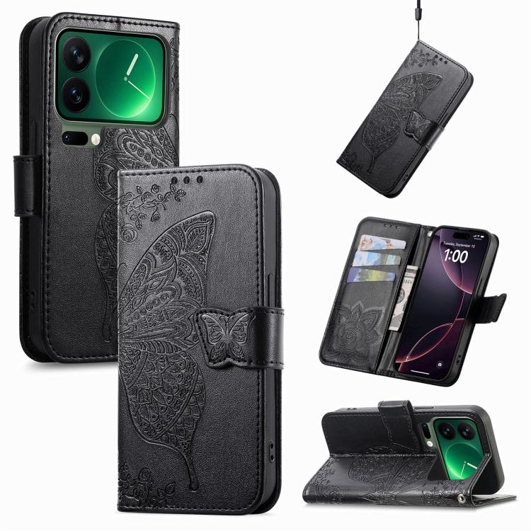 Butterfly Love Flower Embossed Leather Phone Case, For Xiaomi Poco X8 Pro Max 5G, For Xiaomi Poco X8 Pro 5G, For Redmi Turbo 5 Max 5G, For Redmi Turbo 5 5G, For Xiaomi 17 Pro Max, For Xiaomi 17 Pro